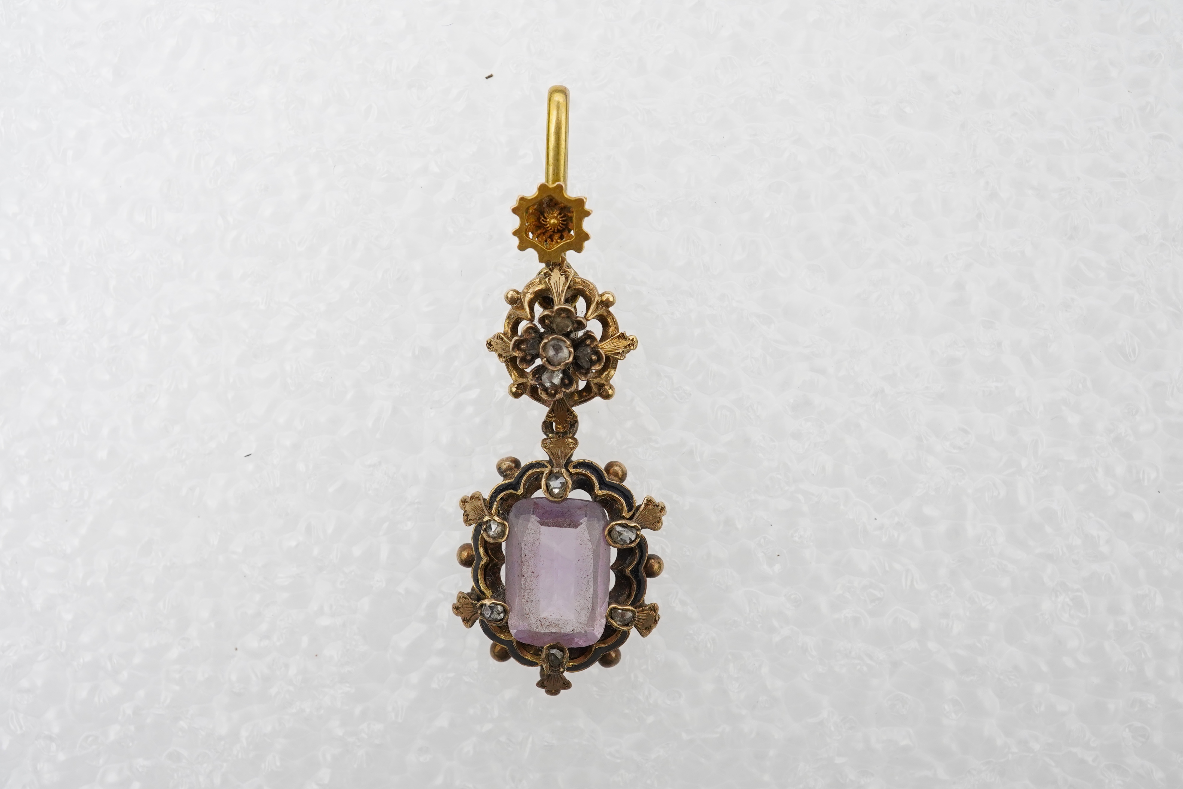 A Victorian amethyst and diamond pendant, mid 19th century composite
